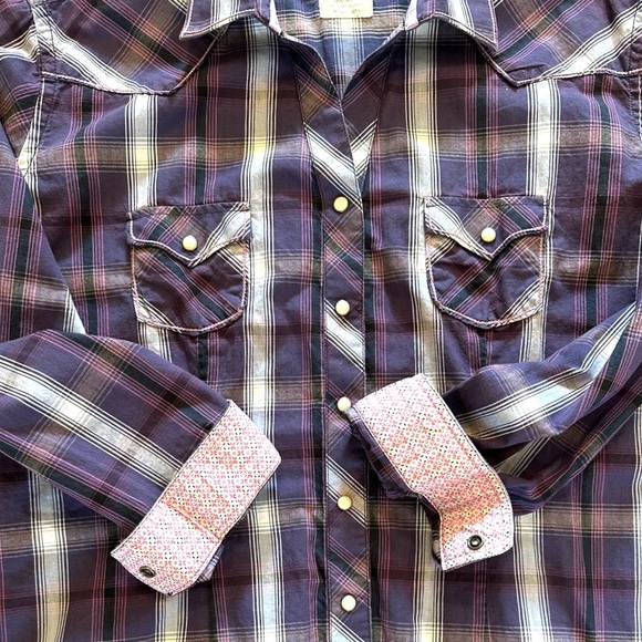 Panhandle Slims Rough Stock Western shirt, pearl snap, contrasting cuffs, XL - Picture 7 of 11